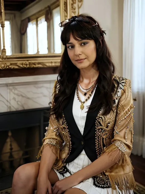 (knockout),brow pencil,miserable  sedef_avci in (suit with necklace),(standing:1.2),intricate detail,(long hair,round fringe:1.2),(hair bow:1.2),(sitting:1.2),inside  (empire architecture,Los Angeles, California:1.2),afternoon,(skin details:1.2),(skin pores:1.2),art by  (Raffaello Sanizo),Pentax K1000 Camera,trending on Behance,16k resolution,<lora:sedef_avci-000008:0.8>,