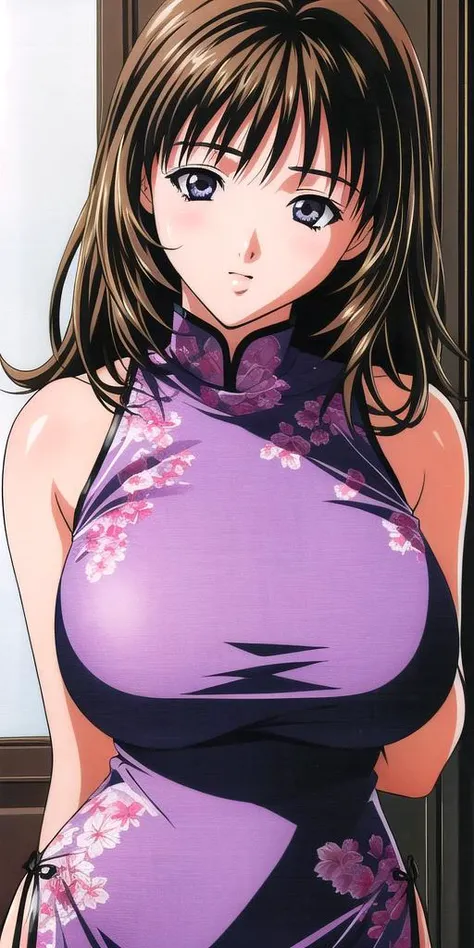 <lora:yoshizuki_ioriV2:0.7> yoshizuki_iori, huge_breasts, standing, solo, china_dress, masterpiece, best quality, detailed face, detailed eyes, highres,