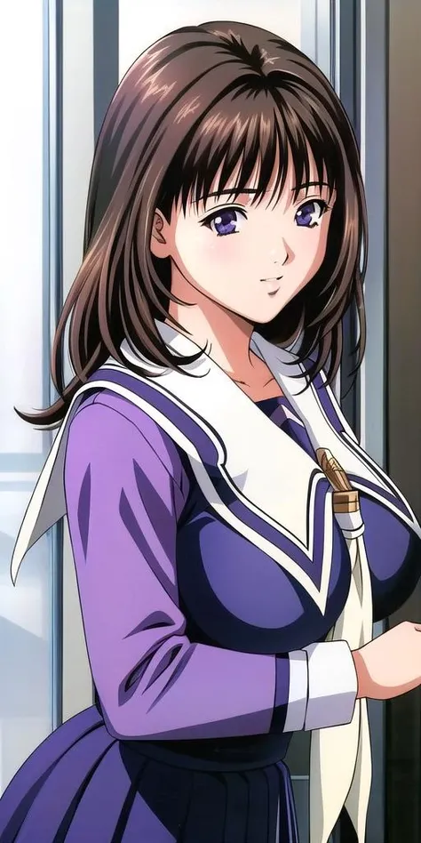  Yagami Makino, 1girl,  bracelet,  jewelry, long hair, purple eyes, purple hair, choker, blush, lipstick, masterpiece, best quality, highly detailed, breasts, nude,
thighs, open robe, nipples, parted lips, ,pose , evil smile, smile, (nsfw) not safe for work, lipstick ,
pussy, hold a handgun, bedroom, standing, 