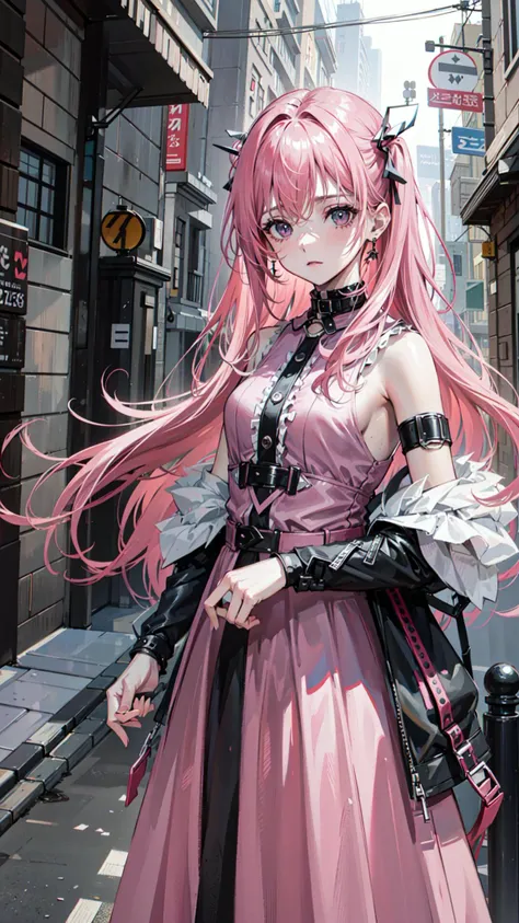 pink street ((best quality)), ((masterpiece)), ( extreme detailed, highest detailed, official art, beautiful and aesthetic:1.2), <lora:blckmtl:0.5>, depth, composition