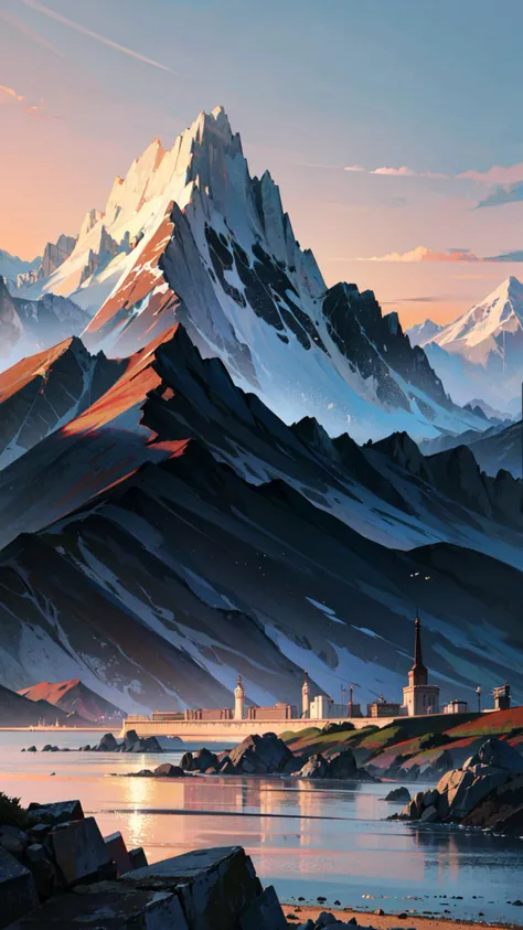 ((best quality, masterpiece, absurbres, super-resolution)) detailed scenery, mountains, skyline, clouds
