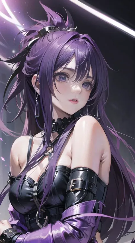 purple street ((best quality)), ((masterpiece)), ( extreme detailed, highest detailed, official art, beautiful and aesthetic:1.2), <lora:blckmtl:0.5>, depth, composition