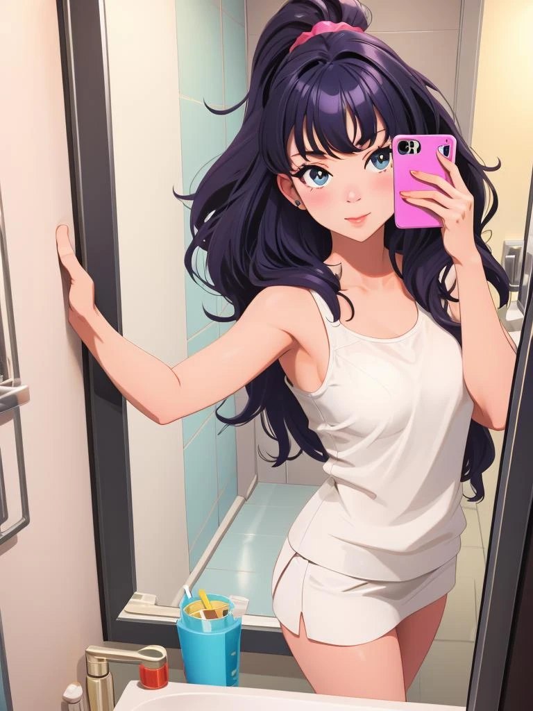 snapchat selfie, sexy girl, in bathroom