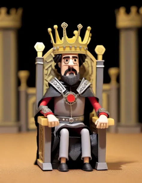 stopmotion, a king sitting on his throne <lora:CLAYMATE_0.3_:0.7>