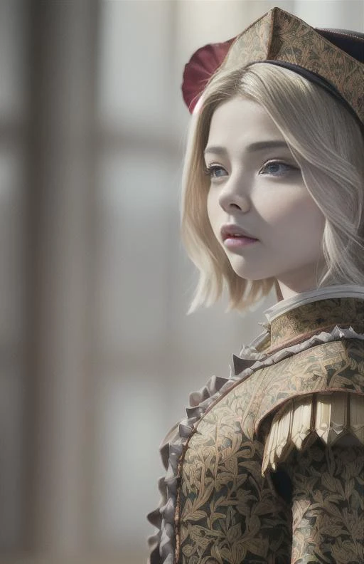 masterpiece, best quality, highest quality, cinematic lighting, (volumetric lighting), extremely detailed CG unity 8k wallpaper, focused, 8k wallpaper, 4k wallpaper, extremely detailed, ultra realistic, photorealistic, sharp focus, absurdres, (HDR:1.3), photograph, insanely detailed and intricate, instagram, (Chlo� Grace Moretz), ((face)), looking at camera, white hair, ((by WLOP , by Antonio J. Manzanedo , by william morris , by rembrandt))
