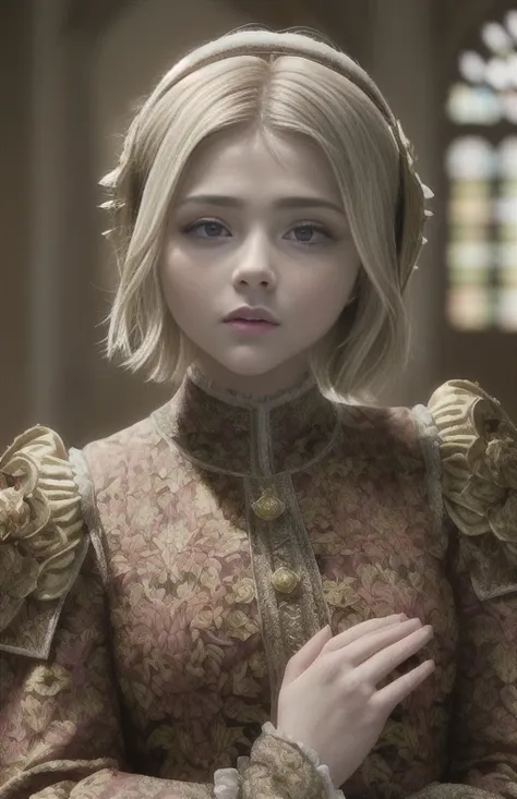 masterpiece, best quality, highest quality, cinematic lighting, (volumetric lighting), extremely detailed CG unity 8k wallpaper, focused, 8k wallpaper, 4k wallpaper, extremely detailed, ultra realistic, photorealistic, sharp focus, absurdres, (HDR:1.3), photograph, insanely detailed and intricate, instagram, (Chlo� Grace Moretz), ((face)), looking at camera, white hair, ((by WLOP , by Antonio J. Manzanedo , by william morris , by rembrandt))