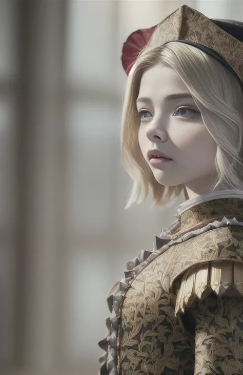 masterpiece, best quality, highest quality, cinematic lighting, (volumetric lighting), extremely detailed CG unity 8k wallpaper, focused, 8k wallpaper, 4k wallpaper, extremely detailed, ultra realistic, photorealistic, sharp focus, absurdres, (HDR:1.3), photograph, insanely detailed and intricate, instagram, (Chlo� Grace Moretz), ((face)), looking at camera, white hair, ((by WLOP , by Antonio J. Manzanedo , by william morris , by rembrandt))
