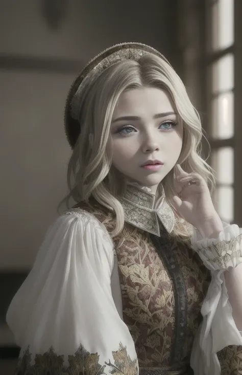 masterpiece, best quality, highest quality, cinematic lighting, (volumetric lighting), extremely detailed CG unity 8k wallpaper, focused, 8k wallpaper, 4k wallpaper, extremely detailed, ultra realistic, photorealistic, sharp focus, absurdres, (HDR:1.3), photograph, insanely detailed and intricate, instagram, (Chlo� Grace Moretz), ((face)), looking at camera, white hair, ((by WLOP , by Antonio J. Manzanedo , by william morris , by rembrandt))