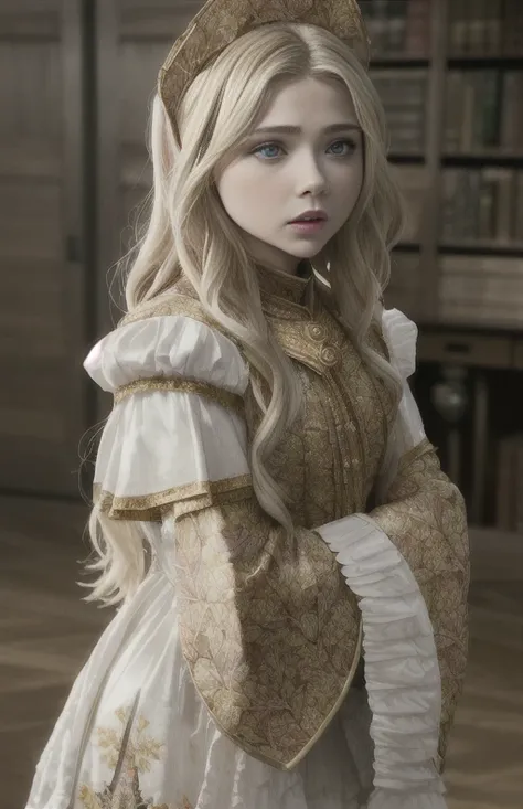 masterpiece, best quality, highest quality, cinematic lighting, (volumetric lighting), extremely detailed CG unity 8k wallpaper, focused, 8k wallpaper, 4k wallpaper, extremely detailed, ultra realistic, photorealistic, sharp focus, absurdres, (HDR:1.3), photograph, insanely detailed and intricate, instagram, (Chlo� Grace Moretz), ((face)), looking at camera, white hair, ((by WLOP , by Antonio J. Manzanedo , by william morris , by rembrandt))