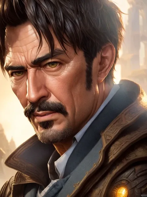 masterpiece, best quality, highest quality, cinematic lighting, (volumetric lighting), extremely detailed CG unity 8k wallpaper, focused, 8k wallpaper, 4k wallpaper, extremely detailed, ultra realistic, photorealistic, sharp focus, absurdres, (HDR:1.3), photograph, insanely detailed and intricate,
(handsome man), (face), ((face focus)), ((closeup)), portrait,
((by Wenjun Lin , by stefan morrell , by Artgerm))