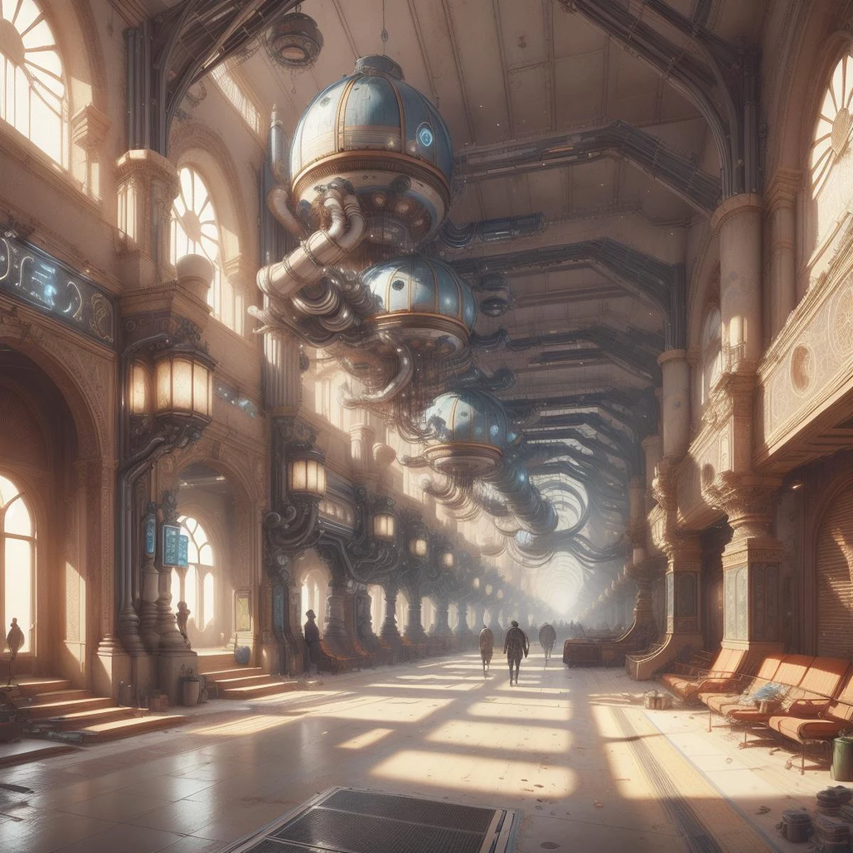 <lora:WindTech-15:0.8>, windtech , scifi, pipes , (cyberpunk:0.7),
shopping mall , indoors, crowded