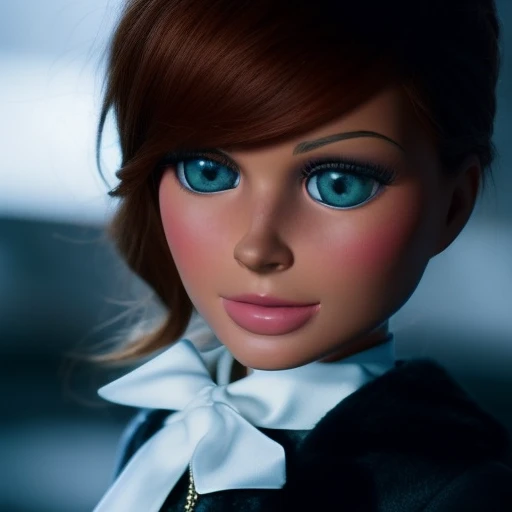 portrait, centered, sexy cute brunette woman, supermarionation, 3D, 3d art, 4k, 8 k artistic photography, award-winning photograph, trending on Artstation, Beautiful, 8k resolution, insanely detailed, Intricate, Behance, Cinematic, dramatic atmosphere, cinematic lighting, digital art, dramatic angle, Dramatic light by denis villeneuve, [mix style "pixar and artgerm and dreams work"], Elegant, ethereal lighting, octane render, dynamic lighting, digital painting, extreme plus resolution, fake detail, full image, full of details, global illumination, golden ratio, golden warm light, high contrast, high detail, high res, highly detailed, hyper detailed, intricate details, Masterpiece, perfect composition, photorealistic concept art, Professional, ray tracing, rich deep colors, Saturated, sharp focus, sharp lighting, soft natural volumetric cinematic perfect light, studio photo, studio quality, Stylize, super detail, Symmetry, trending on pixiv fanbox, ultra detail, ultra detailed, unreal engine 5, volumetric lighting