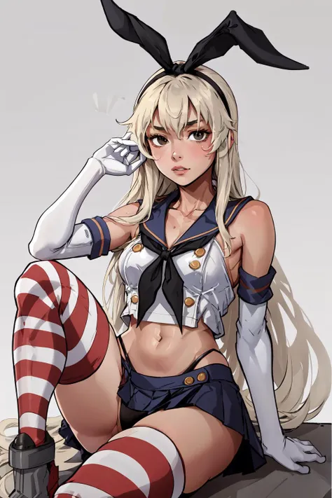 masterpiece, best quality, whole-body, <lora:shimakaze-09:1> shimakazeKC, 1girl, solo, long hair,skirt, hair ornament, thighhighs, gloves, navel,black panties,hairband,serafuku, elbow gloves,sailor collar, neckerchief, striped thighhighs, highleg panties,, Copenhagen, Denmark