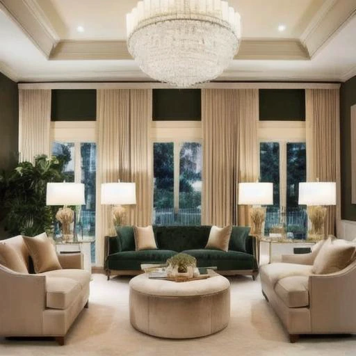 Subject: A luxurious living room interior with modern, high-end furniture and decor.
Design: The room features a plush velvet sofa in deep emerald green, paired with gold-accented side tables and a glass coffee table. A large abstract painting with bold colors hangs above the sofa, adding a touch of contemporary art to the space. The floor is covered with a soft, cream-colored rug, and the walls are painted in a warm, neutral tone. Elegant floor-to-ceiling curtains in a light taupe color frame large windows, allowing natural light to fill the room. Potted plants with lush green leaves are strategically placed to add freshness and vitality.
Color Palette: A sophisticated mix of emerald green, gold, cream, and warm neutrals, creating a harmonious and elegant atmosphere.
Style: A seamless blend of modern luxury with classic touches, focusing on clean lines, rich textures, and a cohesive design.
Lighting: The room is softly illuminated by a chandelier with crystal accents, providing a warm and inviting glow, complemented by subtle recessed lighting to highlight key areas. <lora:Moogone_library v0.02:1> ohwx, library