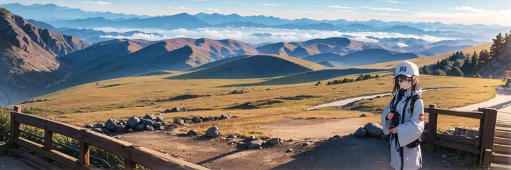 best quality, amazing intricate, scenery, no humans, panorama, mountain aso, The world's largest caldera, View from the observation deck