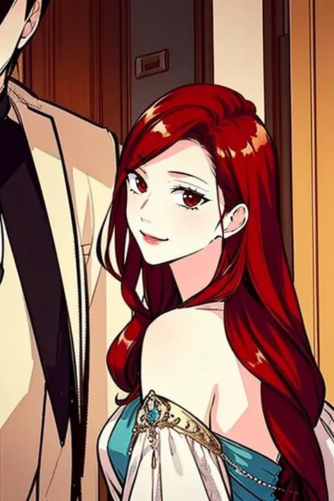 <lora:Lerajie:1>, Lerajie, looking at viewer, dress, bare shoulders, solo focus, smile,