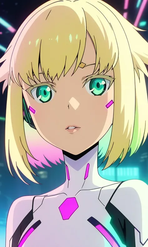 anime artwork juno, 1girl, solo,short hair, blonde hair, lips, green eyes, petite, flat chested,cyborg,masterpiece,best quality,8k highres,detailed . anime style, key visual, vibrant, studio anime, highly detailed, neonpunk style juno, 1girl, solo,short hair, blonde hair, lips, green eyes, petite, flat chested,cyborg,masterpiece,best quality,8k highres,detailed . cyberpunk, vaporwave, neon, vibes, vibrant, stunningly beautiful, crisp, detailed, sleek, ultramodern, magenta highlights, dark purple shadows, high contrast, cinematic, ultra detailed, intricate, professional