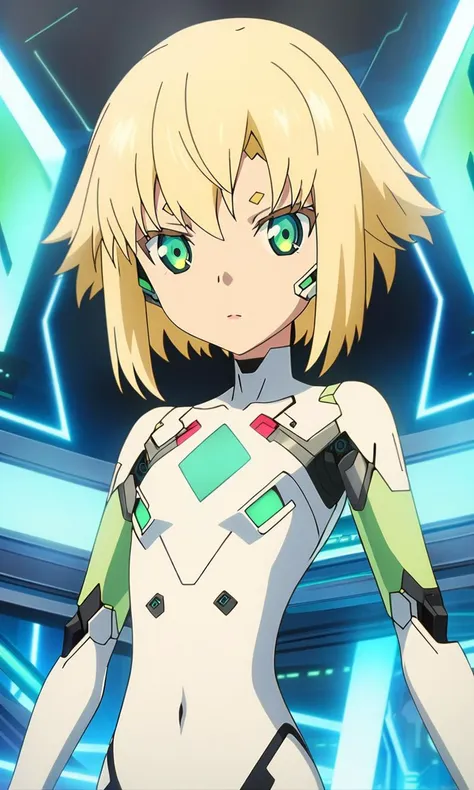 anime artwork juno, 1girl, solo,short hair, blonde hair, lips, green eyes, petite, flat chested,cyborg,masterpiece,best quality,8k highres,detailed . anime style, key visual, vibrant, studio anime, highly detailed, cybernetic robot juno, 1girl, solo,short hair, blonde hair, lips, green eyes, petite, flat chested,cyborg,masterpiece,best quality,8k highres,detailed . android, AI, machine, metal, wires, tech, futuristic, highly detailed