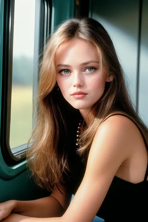 photo of beautiful (vparad1s-130:0.99), a woman in a (train interior:1.1), perfect hair, wearing (mini dress:1.1), modelshoot style, (extremely detailed CG unity 8k wallpaper), professional majestic (photography by diane arbus:1.1), nikon, trending on ArtStation, trending on CGSociety, Intricate, High Detail, Sharp focus, dramatic, photorealistic painting art, (looking at viewer), (detailed pupils), (closeup portrait)