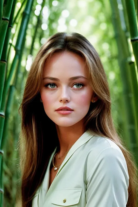 photo of beautiful (vparad1s-130:0.99), a woman in a (bamboo forest:1.1), perfect hair, wearing (workwear:1.1), modelshoot style, (extremely detailed CG unity 8k wallpaper), professional majestic (photography by yousuf karsh:1.1), nikon, trending on ArtStation, trending on CGSociety, Intricate, High Detail, Sharp focus, dramatic, photorealistic painting art, (looking at viewer), (detailed pupils), (closeup portrait)