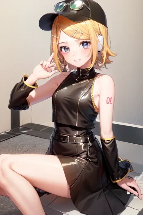 1girl,kagamine_rin, black dress <lora:KagamineRin:1>