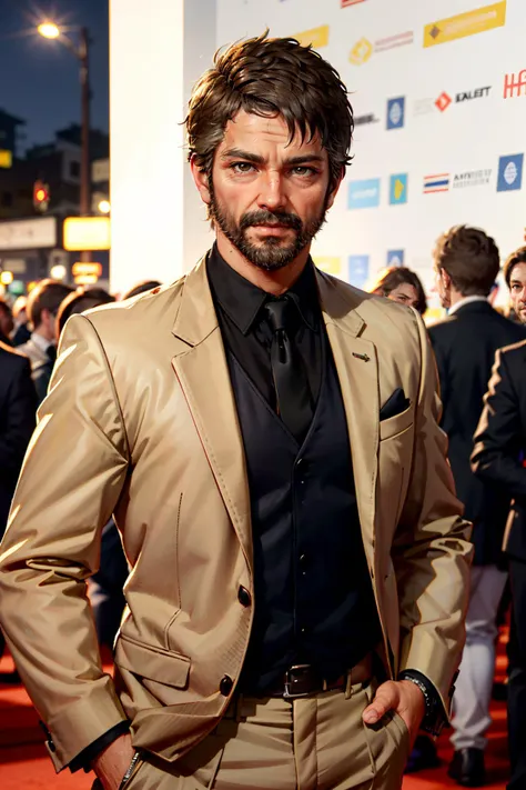 ((masterpiece, best quality))
<lora:TLOUJoel:0.8>
TLOUJoel, 1boy, solo, brown hair, brown eyes, beard, On the red carpet at a glamorous awards ceremony, wearing a bespoke black tie ensemble