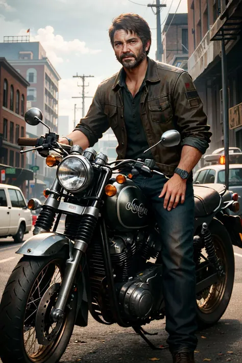 ((masterpiece, best quality))
<lora:TLOUJoel:0.8>
TLOUJoel, 1boy, solo, brown hair, brown eyes, beard, Posing by a classic motorcycle, clad in rugged biker attire, with an adventurous spirit