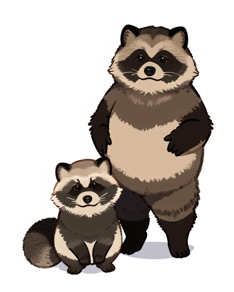 1other, fat tanuki, (standing), <lora:Raccoon_Dog:0.5>, ((raccoon_dog, brown eyes)),
<lora:style_projectsekaistamp-06:0.4>, chibi, white background, simple background,