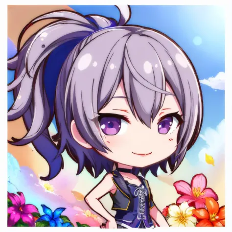 (masterpiece, best quality:1.2), chibi, solo, 1girl, flower \(v3\), smile, looking at viewer, long hair, sleeveless shirt, choker <lora:style_projectsekaistamp:1> <lora:vocaloid_flower-10:0.9>