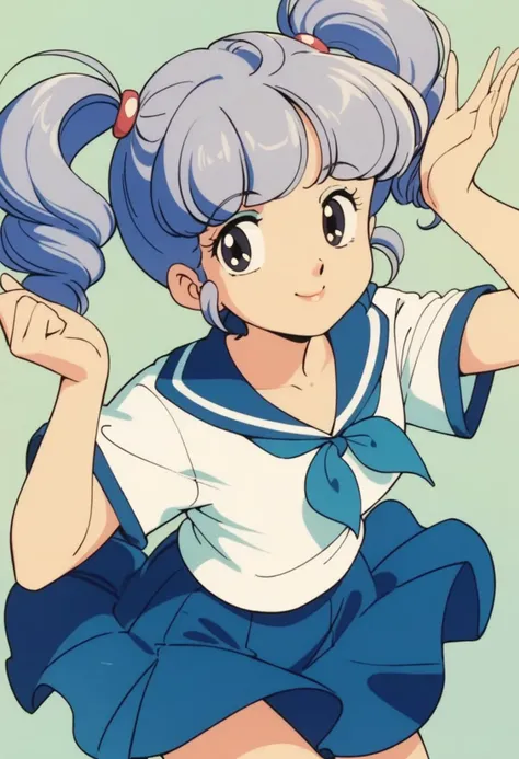 masterpiece, best quality, very aesthetic, absurdres,1990s \(style\),retro artstyle,1girl, solo, twintails,skirt,looking at viewer, smile,  <lora:creamymami_xl_v2:0.7>