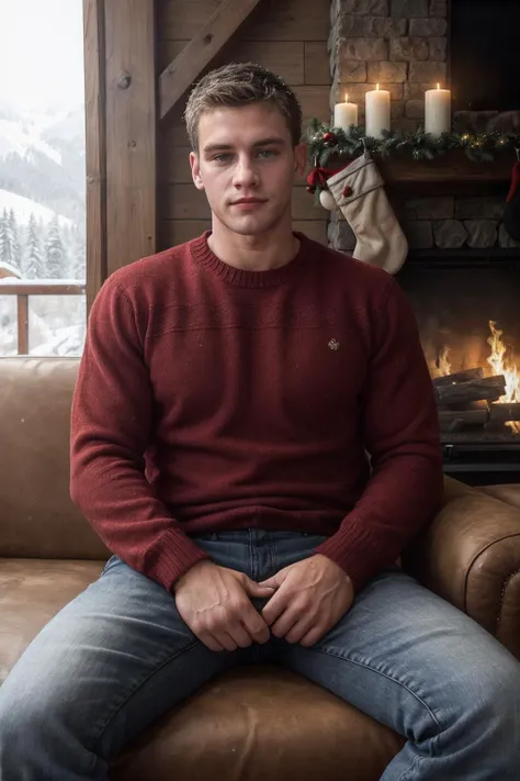 <lora:BrennerBolton:0.7> BrennerBolton, wearing a cashmere sweater, at the lodge