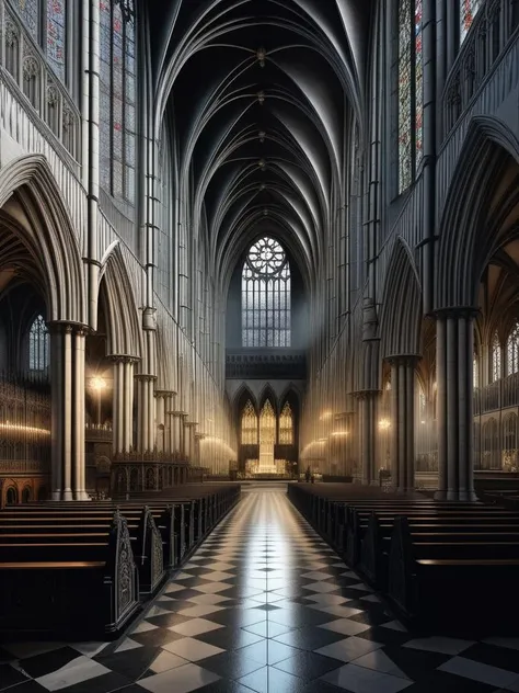 art by Sardax, detailed Digital artwork, Atomicpunk, Moving Modern Westminster Abbey, made from Alabaster, intricate details, at Mossy land, at Dawn, Ultra Real, Cozy, Direct light