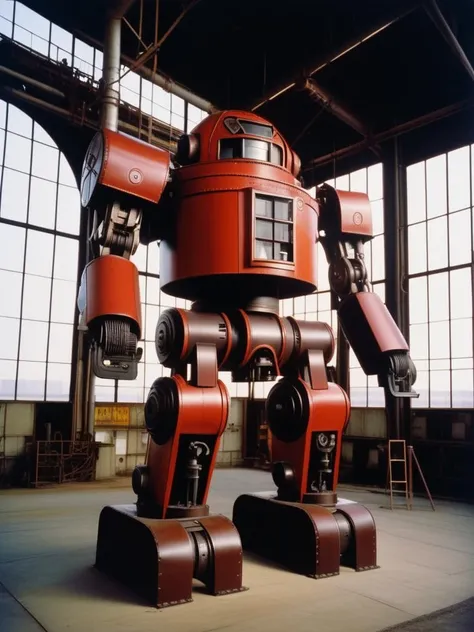 art by Peter Sculthorpe, Mecha [liver:lollipop:5], made from Leather, from inside of a Plush Oil refinery, Visual novel, Kodak Ektar