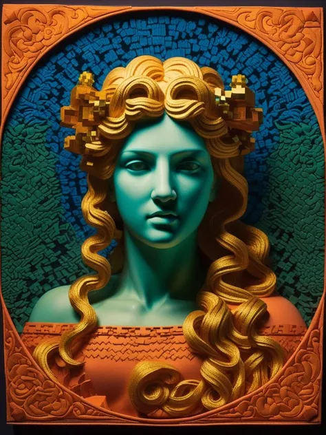 split lighting, sgraffito, Albumen, Photograph, Minecraft, Embroidery, DayGlo background, Brilliant "The slaying of Medusa by Perseus", soft lighting, Autochrome, volumetric lighting, photolab, Rococo, Kinemacolor, Minimalism Art