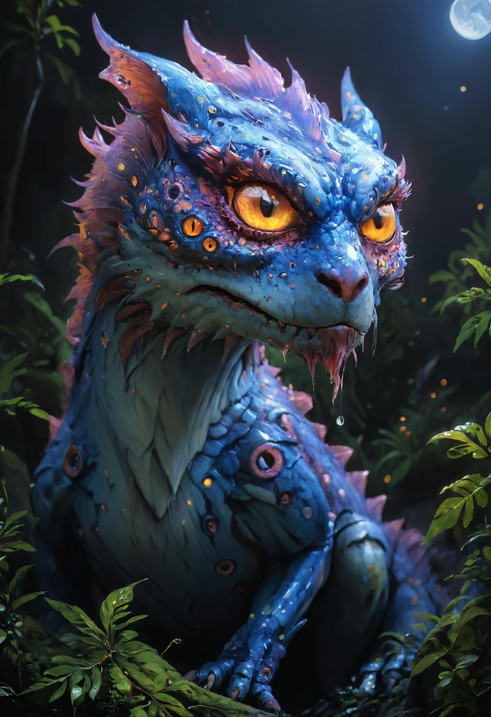<lora:Mythical_Beasts:0.8> fmbAmphibious creature with glowing eyes, <lora:detailed_notrigger:0.8>, LED Lighting, <lora:Elemental_Graffiti-step00001500:0.8> elemental art, <lora:bl4ckl1ghtxl:0.7> bl4ckl1ghtxl