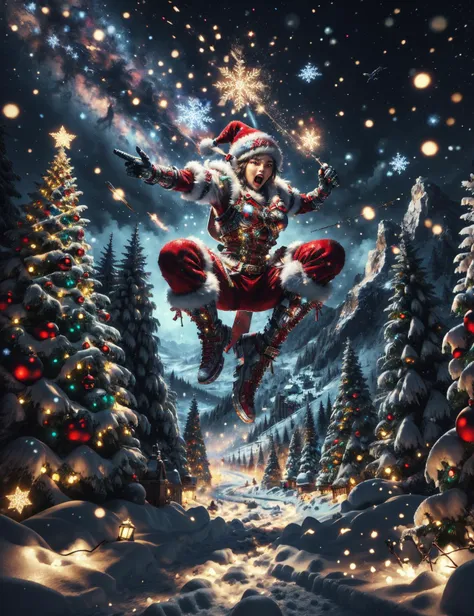 hyper detailed masterpiece, dynamic, awesome quality,ChristmasWintery, ,  <lora:ChristmasWintery:0.8>