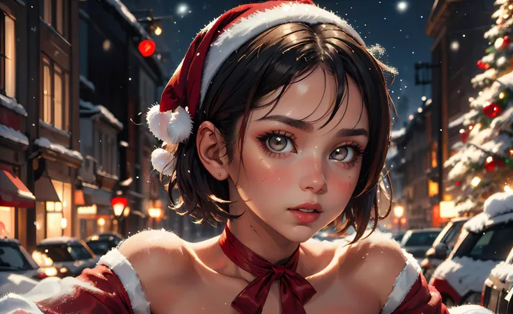 <lora:lyco-envybetterhands-beta2:0.8> ,portrait
(masterpiece, best quality),
1girl,a long-term well-favored young woman with hazel eyes,medium breasts,gray fringe very short hair,
with a look of regard ,in the day during the 2000s, <lora:ChristmasWintery:0.6> ChristmasWintery <lora:edgWrappedTemptation:0.8> edgtemptation, edgwrap, red, posing, ribbon, simple, top, wearing, woman