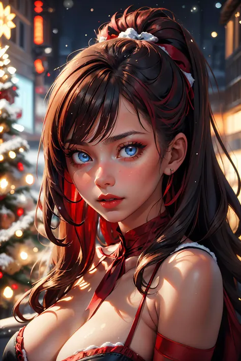 <lora:lyco-envybetterhands-beta2:0.8> ,portrait
(masterpiece, best quality),
1girl,a mediocre resplendent young woman with grey-blue eyes,huge breasts,red shag big hair,
with a look of sentimentality ,in the night during the 1980s, <lora:ChristmasWintery:0.6> ChristmasWintery <lora:edgWrappedTemptation:0.8> edgtemptation, edgwrap, red, posing, ribbon, simple, top, wearing, woman