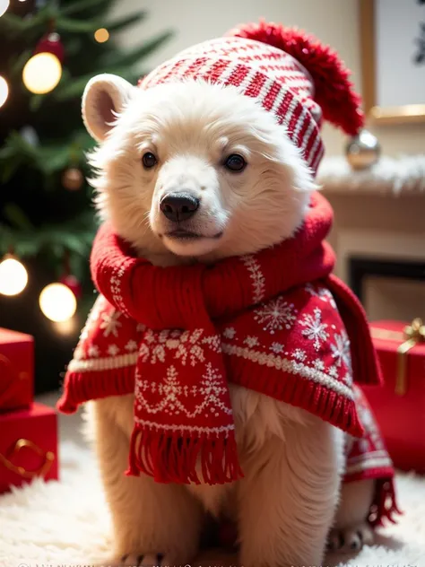 RAW photo, little polar bear,red christmas scarf, complex christmas background, 8k uhd, dslr, soft lighting, high quality, film grain, Fujifilm XT3, (intricate details:0.9), (hdr, hyperdetailed:1.2)
<lora:CuteCreatures:0.4> Cu73Cre4ture
<lora:ChristmasWintery:0.2> ChristmasWintery
<lora:GingerbreadFashion:0.2> gingerbreadfashion