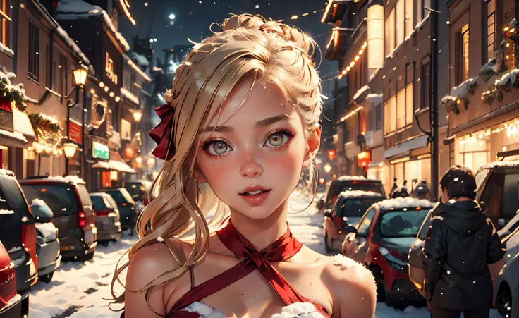 <lora:lyco-envybetterhands-beta2:0.8> ,portrait
(masterpiece, best quality),
1girl,a sugary nubile young woman with hazel eyes,flat chest,light blonde updo hairstyle long hair,
with a look of enthusiasm ,in the night during the 2020s, <lora:ChristmasWintery:0.6> ChristmasWintery <lora:edgWrappedTemptation:0.8> edgtemptation, edgwrap, red, posing, ribbon, simple, top, wearing, woman