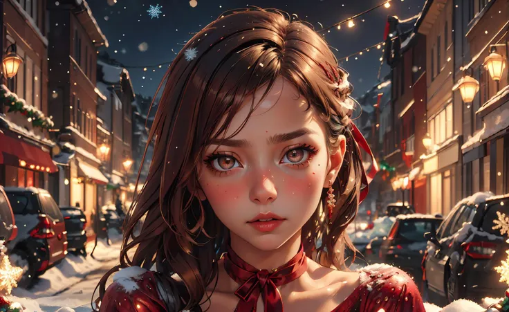 <lora:lyco-envybetterhands-beta2:0.8> ,portrait
(masterpiece, best quality),
1girl,a well-worn pleasant young woman with dark brown eyes,medium breasts,strawberry blonde long hair medium hair,
with a look of emotion ,in the day during the 2020s, <lora:ChristmasWintery:0.6> ChristmasWintery <lora:edgWrappedTemptation:0.8> edgtemptation, edgwrap, red, posing, ribbon, simple, top, wearing, woman