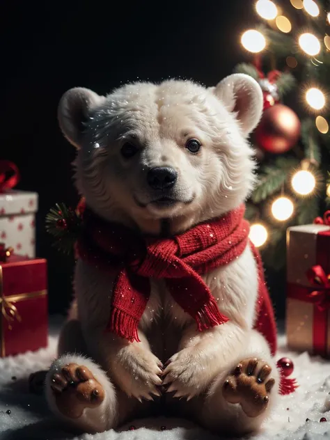 RAW photo, little polar bear,red christmas scarf, complex christmas background, 8k uhd, dslr, soft lighting, high quality, film grain, Fujifilm XT3, (intricate details:0.9), (hdr, hyperdetailed:1.2)
<lora:CuteCreatures:0.4> Cu73Cre4ture
<lora:ChristmasWintery:0.2> ChristmasWintery
<lora:GingerbreadFashion:0.2> gingerbreadfashion