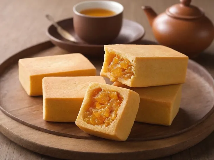 A high-resolution, hyper-realistic image of a delicious PPCake, a popular dessert in many cuisines. The PPCake is perfectly baked, with a golden-brown crust and a sweet, moist interior. It's placed on a rustic wooden table, with a cup of tea on the side. The scene is set in a homey kitchen environment, with all elements in sharp focus, creating a clear and detailed image. The lighting should be natural and soft, highlighting the appetizing qualities of the PPCake and the cozy atmosphere of the setting, <lora:PineappleCake:0.8>