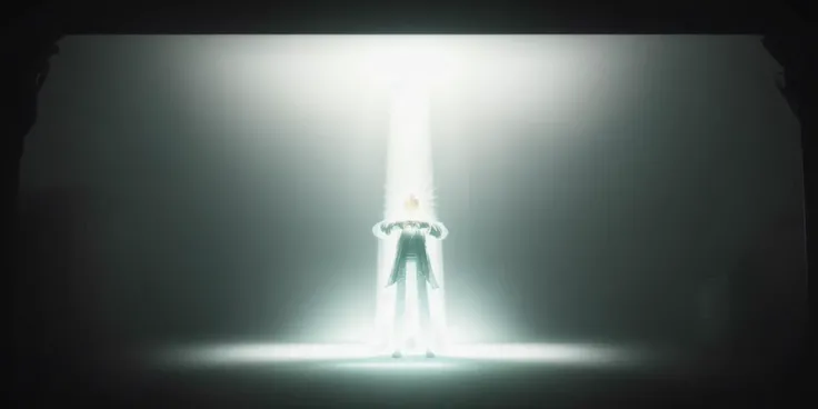 <lora:15MovingMeditations:1>meditation scene: a person standing in a dark room with a light coming from behind them