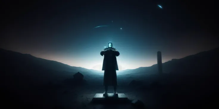 <lora:15MovingMeditations:1>meditation scene: a man standing in the middle of a dark space