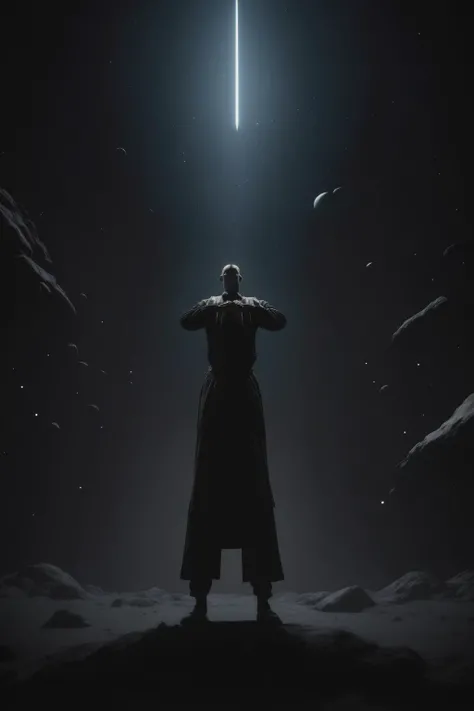 <lora:Moving Meditations:1>Moving Meditations - a man standing in the middle of a dark space2