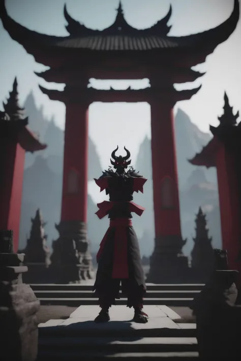 <lora:Moving Meditations:1>Moving Meditations - a video game scene with a demon standing in front of a temple2