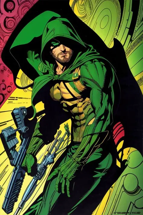 masterpiece, best quality, <lora:jimsterankov2:1> steranko, green arrow, male focus, solo,