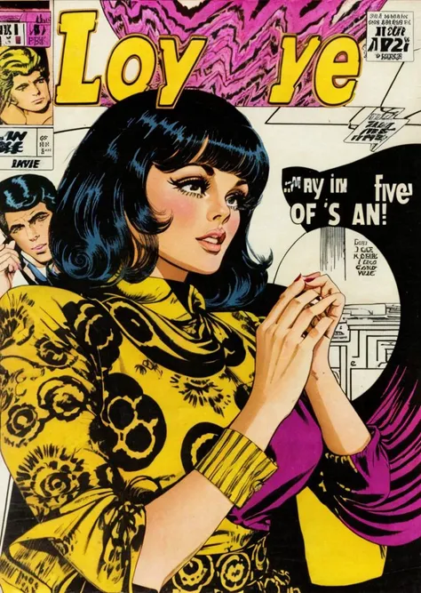 romance_comics_cover, steranko comic book cover of crying Ann-Margret with asymmetrical bob, and fabric-covered elastic hair ties with tie-dye patterns in vibrant colors, kissing Sidney Poitier, attic, filled with forgotten treasures, the attic holds old trunks, vintage clothes, and family heirlooms covered in dust and cobwebs, dramatic lighting, dramatic perspective, <lora:romance_comics_cover:0.9> , <lora:jimsterankov2:0.9>