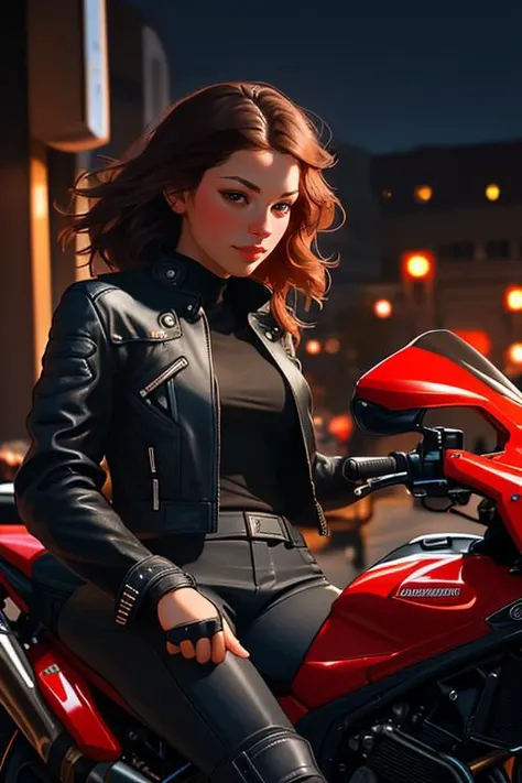 DEN_helga_lovekaty,
(riding a motorcycle:1.2) wearing (motorbike leathers:1.2), (riding a motorbike:1.2), (driving a motorbike:1.2), (motorcycle:1.1), traffic, leather trousers, leather jacket, motorcycle boots, leather gloves,
bokeh, f1.4, 40mm, photorealistic, raw, 8k, textured skin, skin pores, intricate details <lora:epi_noiseoffset2:1>, epiCRealism <lora:ClothingAdjuster3:-1>